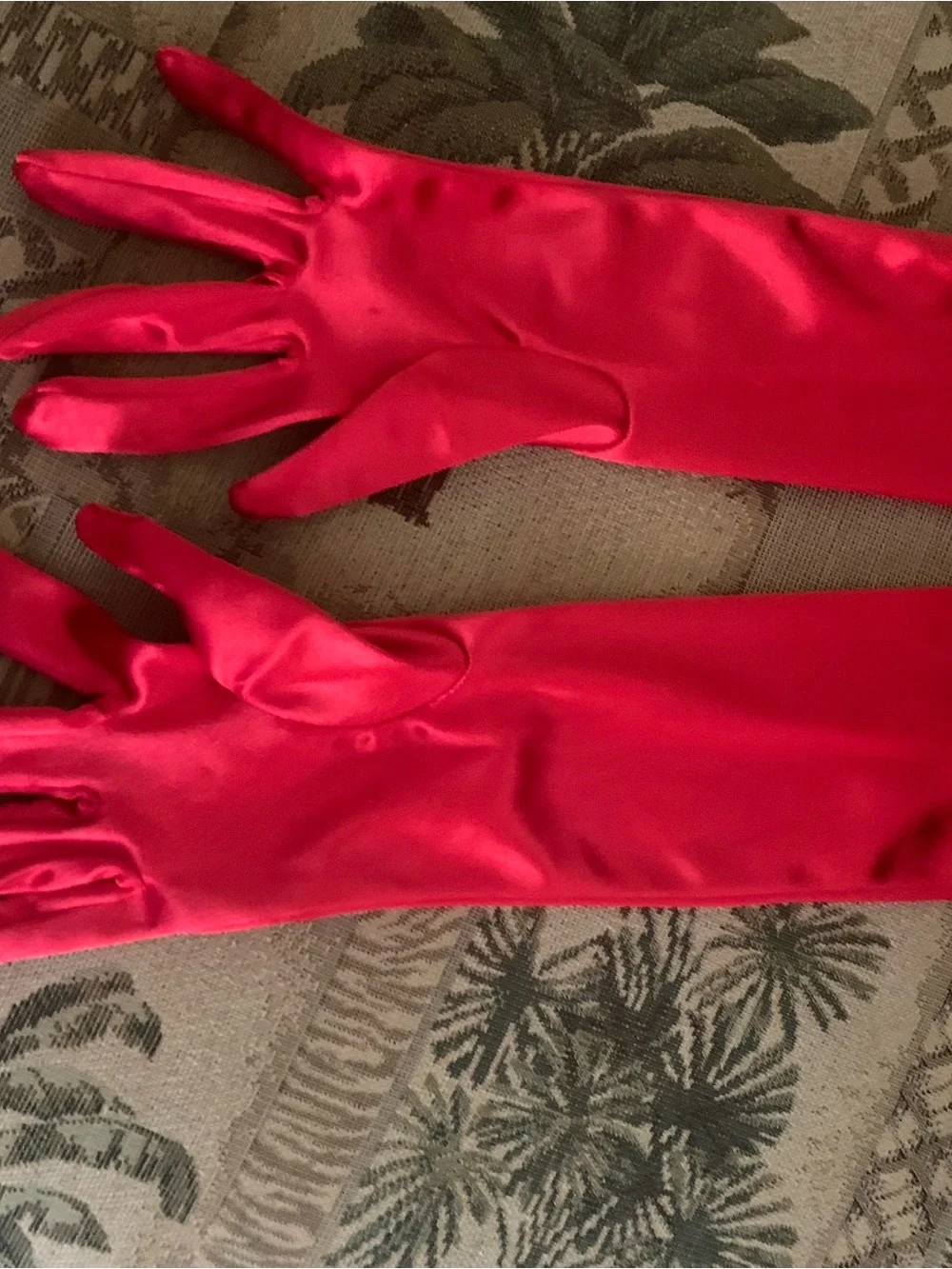 Red Satin Opera Gloves OS